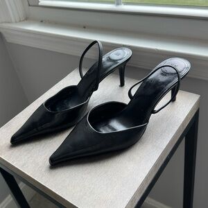 H&M Black Pointed Toe Slingback Heels
